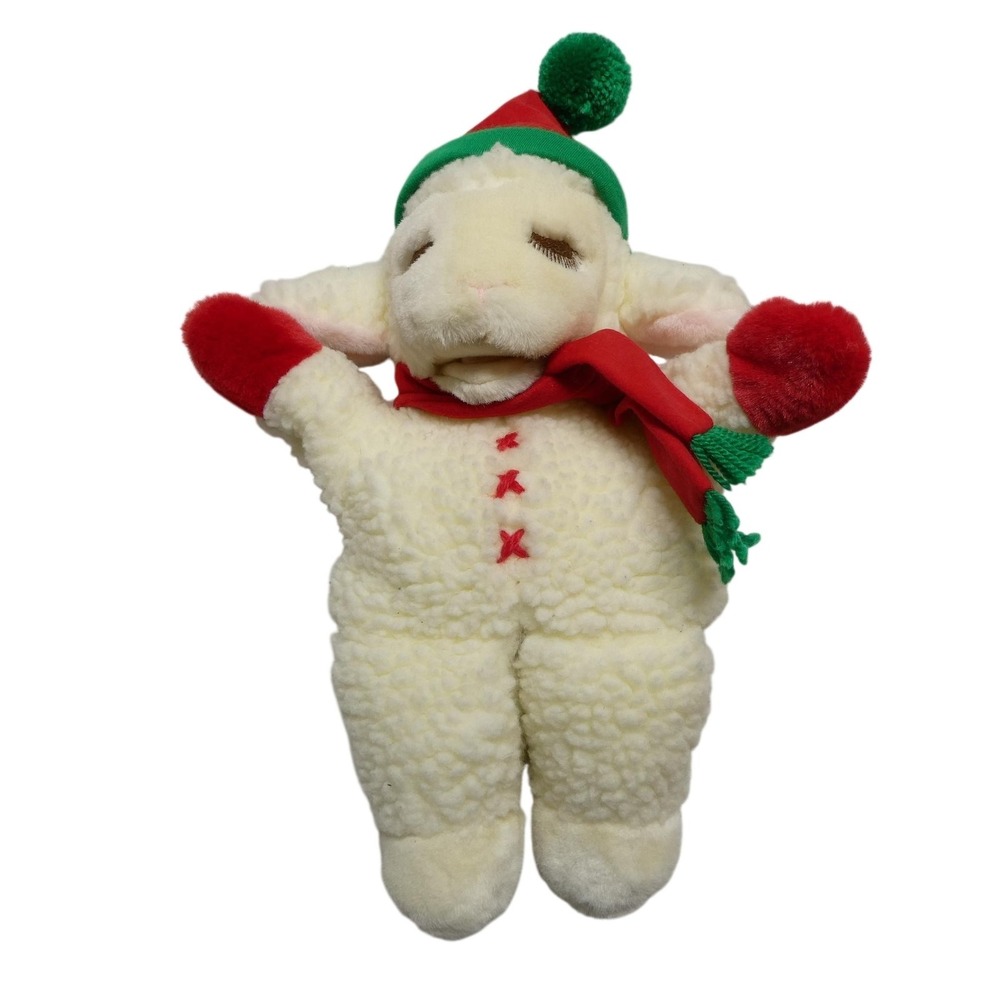 Vintage Shari Lewis Lamb Chop Christmas Hand Puppet Plush Toy Medium White Cute